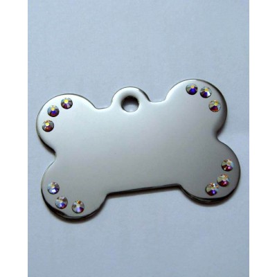 Petscribe ID Tag Chrome Plated with Aurora Crystals - Large